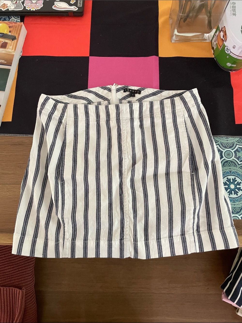 Striped Linen Mini Skirt - from Theory